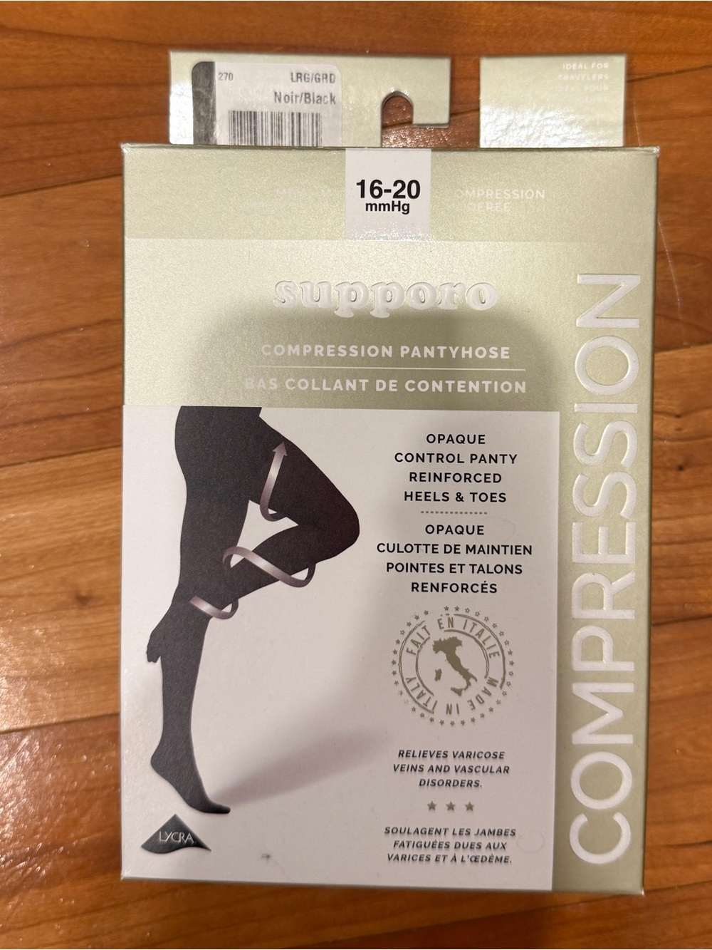 Women's Black Compression Pantyhose 16-20 mmHg